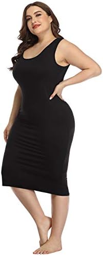 HDE Plus Size Bodycon Midi Dress Casual Fitted Jersey Tank Everyd...