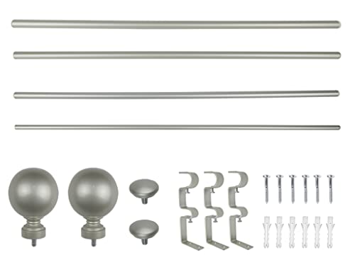 Dmnltt 1-Inch Double Curtain Rod,Ball Finial,48-Inch To 84-Inch Adjustable,Pewter #TOP2