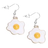 Lurrose 可愛い大ぶり荷包蛋ピアス 揺れる卵チャームメタルイヤリング 女性 に カラフルな目玉焼きデザインで多様な服装にマッチ