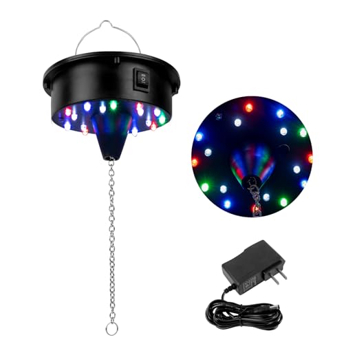 Rotating Disco Ball Motor with Light: Battery Operated 6 RPM Hanging Mirror Ball Spinner - 18RGBW Led Light Up 4 6 8 12 inch Party Disco Balls Rotator for Parties Home Decor Weddings KTV