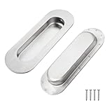 ANCLLO 2 Tiradores empotrados de Acero Inoxidable ovalados con Tornillos Ocultos para cajones de armarios, cómodas y roperos.