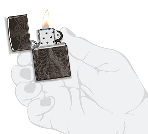 Zippo Encendedor Bolsillo Negro Diseño Costillas miniatura 5