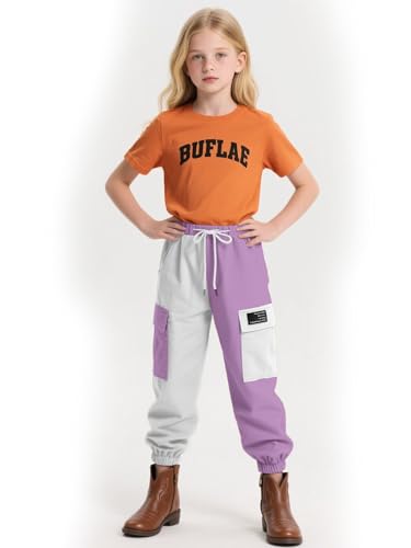 Image of Cromoncent Girls&Womens Cargo Pants Elastic Waist Lightweight Outdoor Jogger Pants, 6 Years - XX-Large
