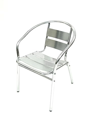 BE Furniture 2 X Aluminium Garden Bistro Cafe Chairs, 2 x Aluminium Chairs, Patio Chairs, Bistro Chairs