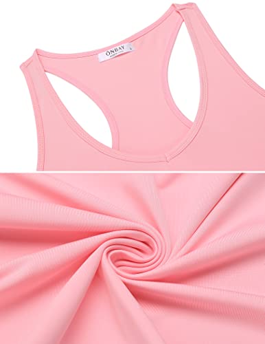 Onbay Women's Tennis Dress Sleeveless Workout Athletic Dress For Golf Girl Sportwear Tennis Dress,No Shorts Pink #TOP4