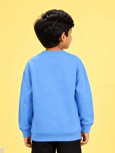 Image of KiddoPanti Boys Solid Round Neck Full Sleeve Fleece Sweatshirt | 60% Cotton 40% Polyester | Soft Warm Winter Pullover | Ribbed Cuffs & Hem | Casual Winter Sweatshirt for Kids