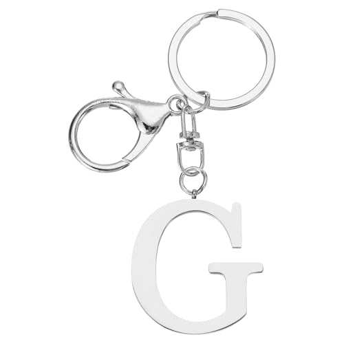 PATIKIL Initial Letter Key Chain, Letter A-Z Keychain Initials Keyring Cute Metal Alphabet Keyrings for Keys Handbag Backpack, Silver (G)
