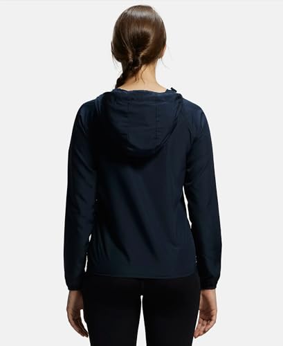 Image of Jockey MW50 Women's Microfiber Fabric Relaxed Fit Raglan Styled Water Resistant Hoodie Jacket with Stay Dry Treatment