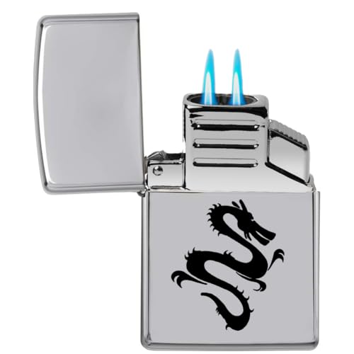Encendedor soplete dual Dragon cromado miniatura 1