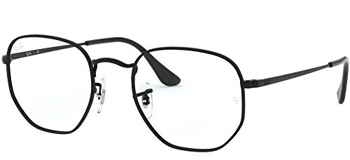 Ray-Ban RX6448 Hexagonal Prescription Eyeglass Frames, Black/Demo Lens, 51 mm