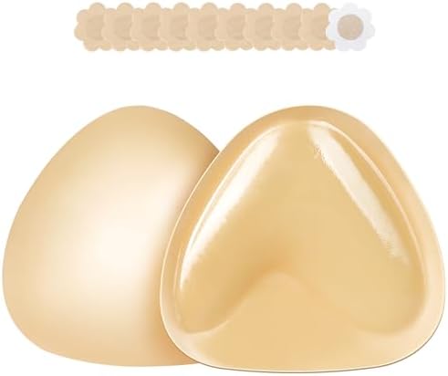 Double Sided Sticky Bra Inserts, Reusable Push Up Adhesive Pads with Padding for Bikini, Swimsuit, Sports Bra & Strapless Dresses Beige B