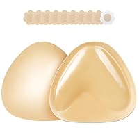 Uiheex Double Sided Sticky Bra Inserts, Reusable Push Up Adhesive Pads with Padding for Bikini, Swimsuit, Sports Bra & Strapless Dresses D Beige