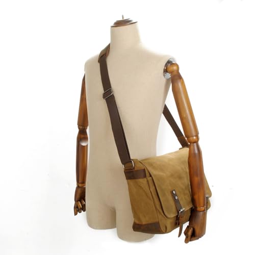 Waterproof Vintage-Style Canvas Messenger Bag - Durable & Stylish for Everyday Use Khaki4