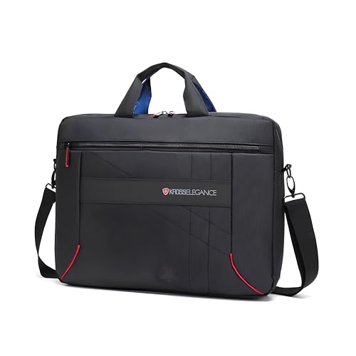 Kross Elegance Maleta para Notebook 15,6 Polegadas, 39x31x6 cm, Preta com Detalhes em Vermelho