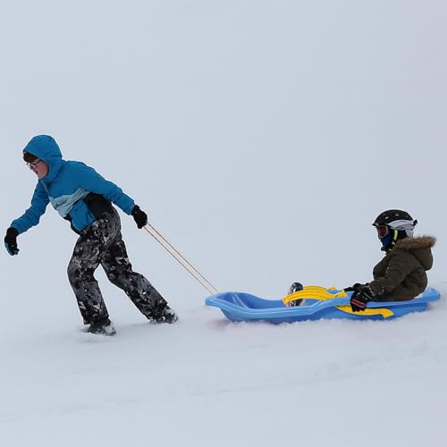 JAMARA 460365 Snow Play Bob Karol mit Bremse 80cm Lenkung jeweiligen Handbremse, Seil zum Ziehen, aerodynamische Bauweise, ergonomische Sitz, Robuster Kunststoff, 1KG, blau