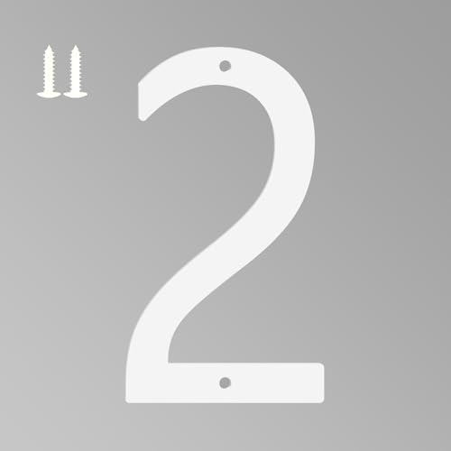 5 Inch White House Numbers for Outside, Metal Letters for Outdoor Signs, Anti-rust Aluminium House Address Letters for Front Door, Office, and Garden Decoration (Number 2)