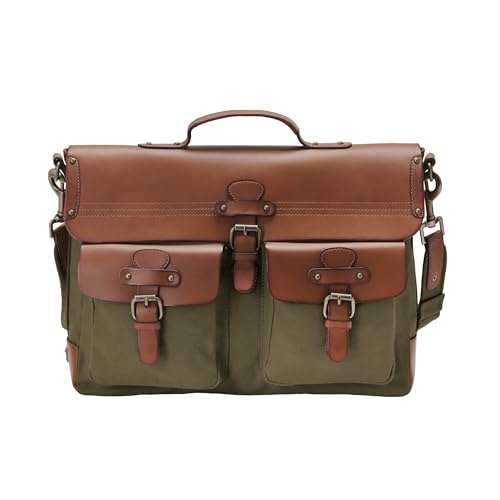 Sac de messager en toile et cuir vintage pour ordinateur et documents A4