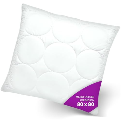 AddLiving Micro-Deluxe Kopfkissen, 100% Polyester Füllung, Superweiche Mikrofaser-Bezug, 80 x 80 cm, Atmungsaktiv, Allergikerfreundlich, Waschbar bis...