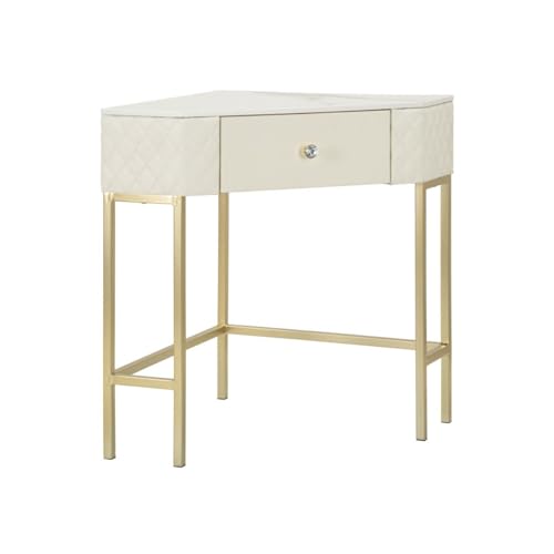 Paris Prix Console d'angle Effet Marbre Sharon 84cm Blanc & Or