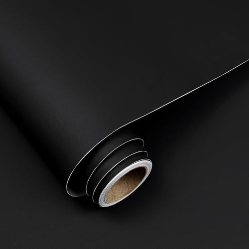Uooar Black Peel and Stick Wallpaper 15.7x118 Solid Colour Contact Paper Modern Removable Self-Adhesive Vinyl Wallpaper for Room Walls Shelf Countertops Cabinets