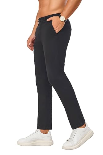 Khaki Pants for Short Men 27" Straight Slim Fit Men’s Dress Chinos Pants Stretch Smart Casual Trousers2