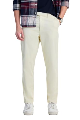 Image of SNITCH Men Chinos | Slim Fit Mid Rise Solid Pattern | Cotton Blend with Medium Stretch & Smooth Texture | Button & Zip Closure for Casual & Street Wear