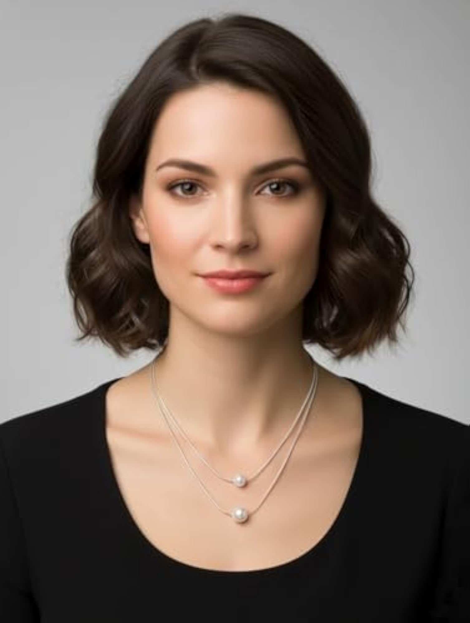 Women's Double Layer Pearl Necklace in 925 Sterling Silver