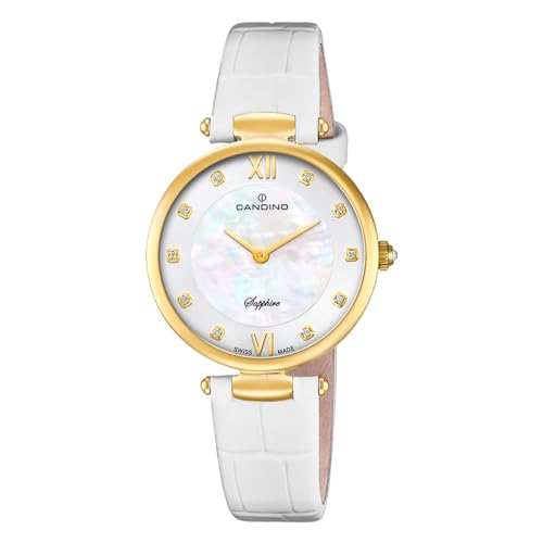 Candino Damenuhr Leder weiß Elegance Armbanduhr UC4670/3 Analoguhr