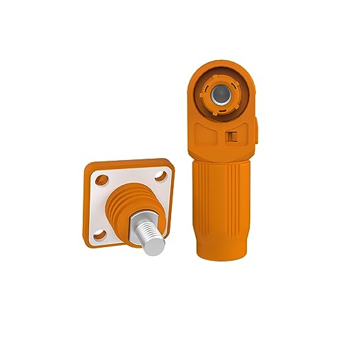 1 Set Battery Energy Storage Connector, Quick Plug Terminal High Current Connectors Right Angle Plug and Socket IP67 Waterproof Power Connector Stud Wiring Method 150A 35mm² (150A, Orange)