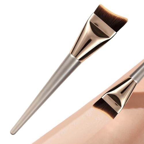 Brocha de maquillaje líquida, cerdas sintéticas en ángulo, base de maquillaje plana y suave, para mujeres y niñas, principiantes, citas, diario, fiesta de cumpleaños, al aire libre, hogar