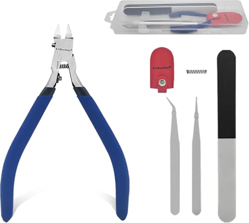 KAIHAOWIN Model Nippers Set 9 Pcs, Single Thin Blade Sprue Cutter with Tool Kit Case for Gundam Hobby Clippers for Gunpla Plastic Model Building Repairing and Fixing