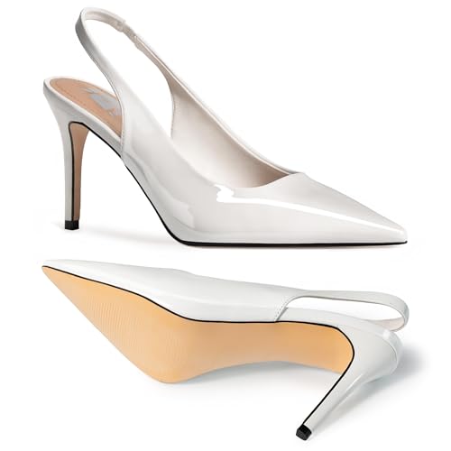 heelchic Slingback Heels for Women Pointed Toe Stiletto Heel Closed Toe Pumps Slip on High Heels 2.95 inch Dress Pumps3