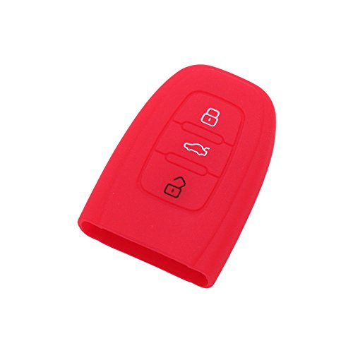 BROVACS Silicone Cover Protector Case Holder Skin Jacket Compatible with AUDI 3 Button Smart Remote Key Fob CV9821 Red