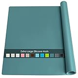 Extra Large Silicone Countertop Mat, Kitchen Counter Protector Nonslip Heat Resistant Desk Mat for Crafts, Kids Dinner Placemat, Pastry Dough Rolling, Dark Green