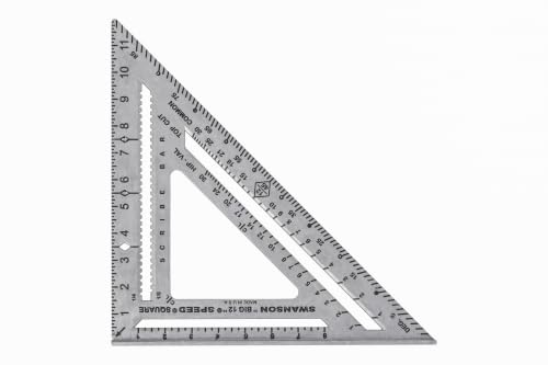 Image of Swanson Tool Co S0107 inchBig 12 inch 12-Inch Speed Square Layout Tool with Blue Book | Heavy-gauge aluminum construction with permanent, matte-finish layout markings for professional carpentry layout accuracy