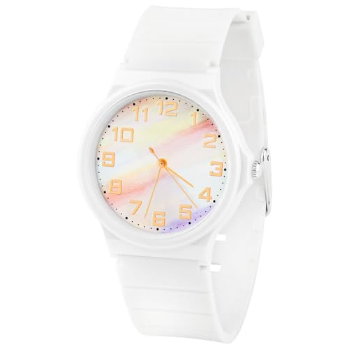 Edillas Kids Watch Analog for Girls Boys, 50M Waterproof Children Quartz SquareWristwatches for Kids, Students with Soft Silicone Strap, Easy to Read Learn time Presents