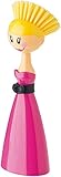 Vigar Margot Dish Brush With Dress, 9-1/2-Inches, Pink, Black, Light Yellow