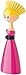 Vigar Margot Dish Brush With Dress, 9-1/2-Inches, Pink, Black, Light Yellow