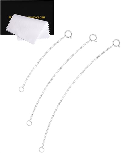 VANBARIS 925 Sterling Silver Necklace Extender Sterling Silver Necklace Chain Extenders for Women Chain Bracelet Anklet Jewelry Extension for Necklaces 3 Piece Set (2 3 4 Inches)