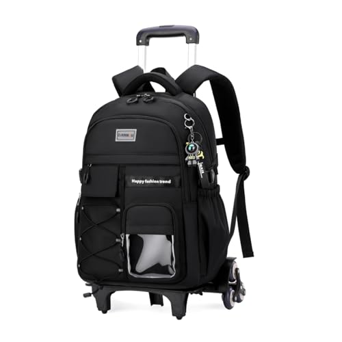 Mildame Mochila com rodas para crianças – Mochila com rodinhas para escola, bolsa de mão leve para meninos, 6 rodas traseiras, 6 rodas
