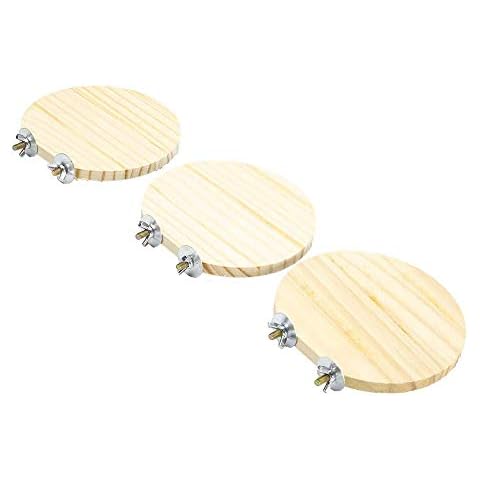 GNB PET 3 Pack Wooden Round Parrot Station Board Wood Platform Stand Rack Suit for Hamster Gerbils Cover