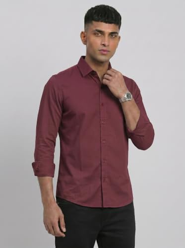 Image of DOXIC Men's Cotton Shirt with Spread Collar Neck Full Sleeves Classic Style Solid Pattern Regular Fit and Standard Length | Formal & Casual Wear Shirts