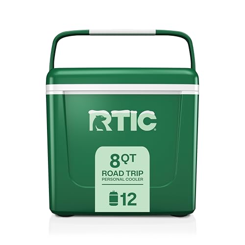 Image of RTIC 8 QT Road Trip Personal Cooler, Small, Compact, Insulated, Portable Ice Chest Box for Food, Drink, Beverage, Beach, Camping, Picnic, Fishing, Boat, 12-Can Capacity
