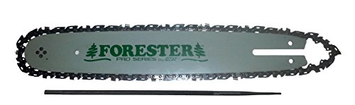 Forester 14" Bar and Chain Combo Compatible with Small Stihl Chainsaws 3/8" Low Profile A074 Mount and 5/32" File 3 Piece Bundle