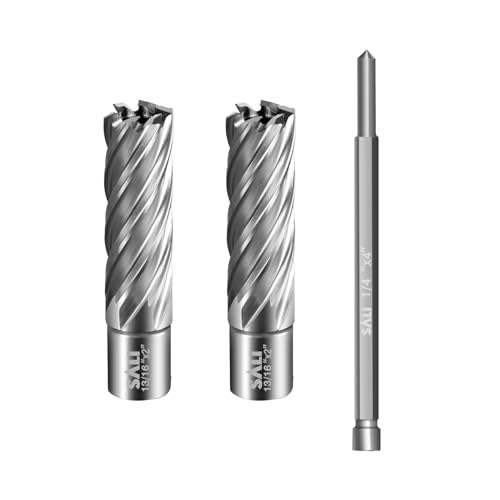 Image of SALI 2 pcs Annular Cutter Diameter 13/16 Inch with Weldon Shank 3/4" (with 2 Flats) Cutting Depth 2" Mag Drill Bit for Magnetic Drill Press HSS Fully Ground Drill with One 1/4"*4" Pilot Pin