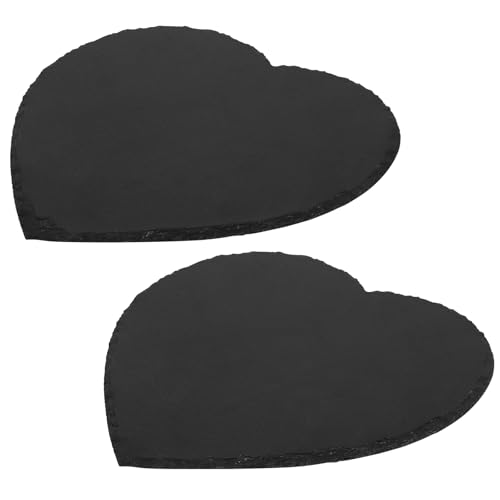 DBREAKS 2 Stück Schieferplatte Herz Servierplatte 20x20cm, Schieferplatten Rechteckig, Servierplatten aus Schiefer, Steinplatte, Schiefertafel zum Beschriften, Platten für Buffet, Käse, Sushi DBREAKS 2 Stück Schieferplatte Herz Servierplatte 20x20cm, Schieferplatten Rechteckig, Servierplatten aus Schiefer, Steinplatte, Schiefertafel zum Beschriften, Platten für Buffet, Käse, Sushi