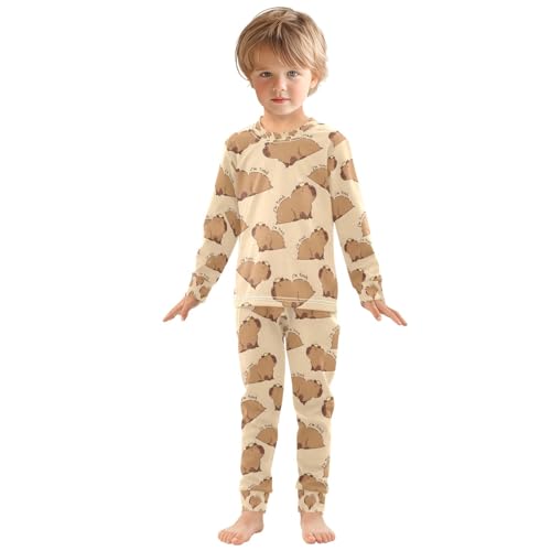 senya I'm So Tired Cute Capybara Pajamas Set Long Sleeve Soft Cotton Sleepwear 2 Piece3