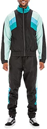 Weiv Gear Men’s Tracksuit Set – 2 Piece Outfit Casual Active Full Zip Up Windbreaker Jacket and Drawstring Joggers Sweatpants SET509/709 SAGE 2XL