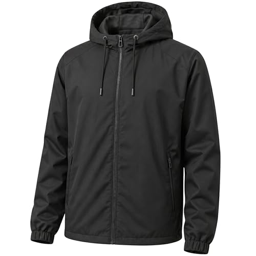 Image of Rain Jacket for Men Waterproof for Bike Riders with Adjustable Hood Along with Inner Pockets,Waterproof Raincoat with Polyester Jacket, Zipper Pockets & Elastic Cuffs For Bike, Travel & Daily Wear