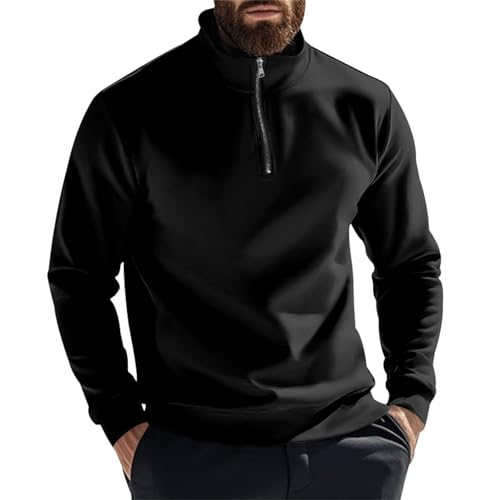 1/4 Zip Pullover Mens Fleece Winter Sweatshirts No Hood Sweatshirts Thermal Long Sleeve Shirts